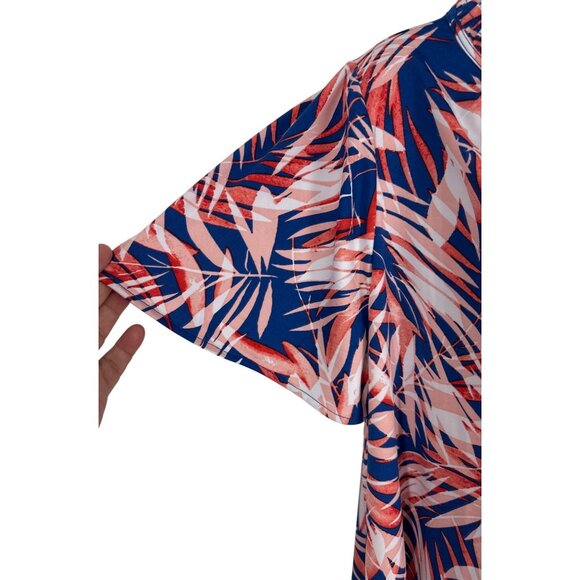 Lane Bryant Womens Tropical Palm Print Ruffle Neck Short Sleeve Top Size 18/20 - Picture 3 of 9